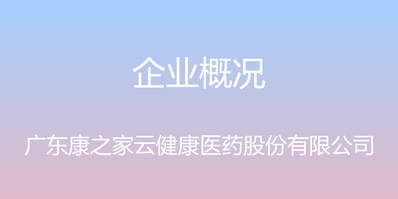 企业概况 - 广东康之家云健康医药股份有限公司