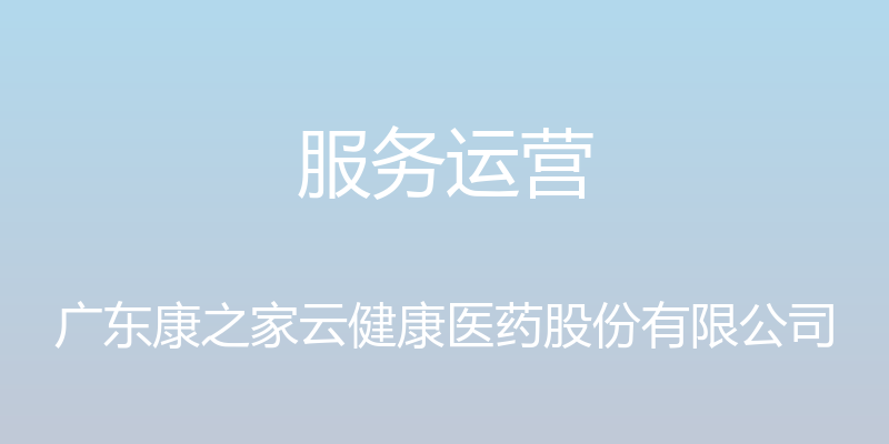 服务运营 - 广东康之家云健康医药股份有限公司